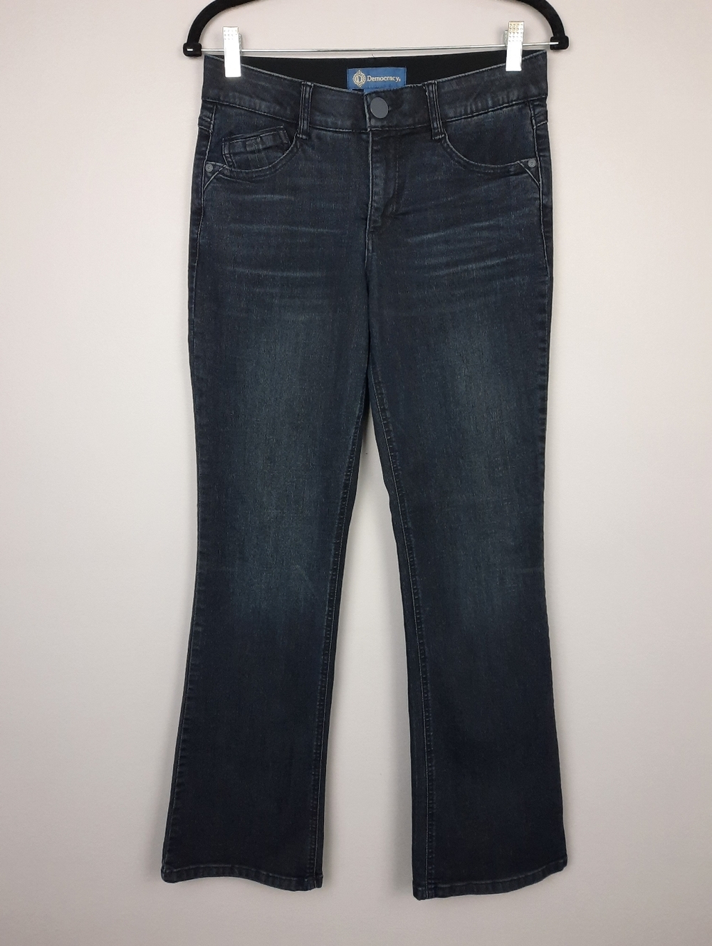 Democracy Absolution Dark Wash Mid Rise Itty Bitty Boot Cut Jeans size 6
